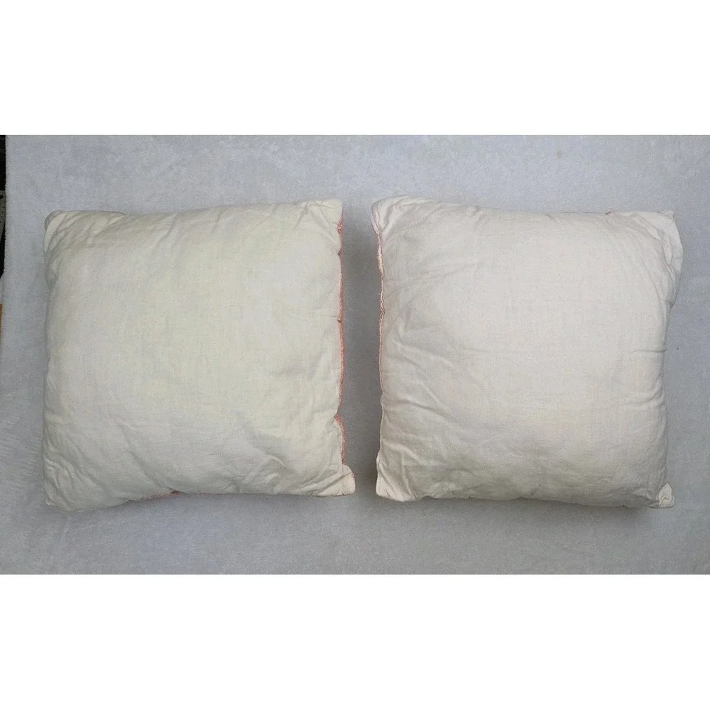 2 Vtg Granny Seashell Fan‎ Patchwork Throw Pillows Pastel Shabby Cottage 15x15